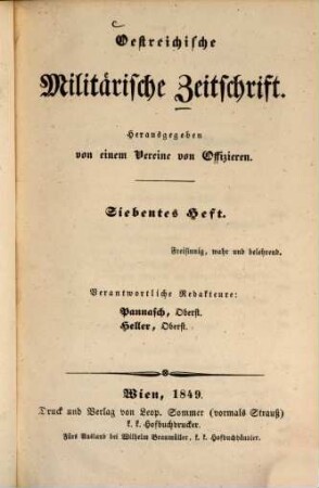 Oestreichische militärische Zeitschrift. 1849, 7/9