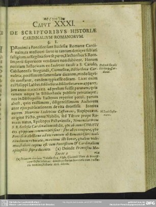 Caput XXXI. De Scriptoribus Historiae Cardinalium Romanorum