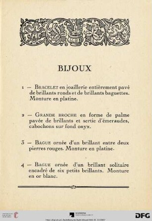 Bijoux (Nr. 1-33)