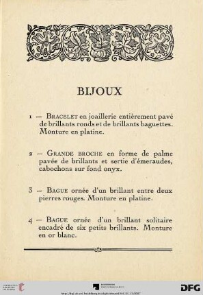 Bijoux (Nr. 1-33)