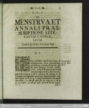 § 1. Finis praescriptionis ostenditur