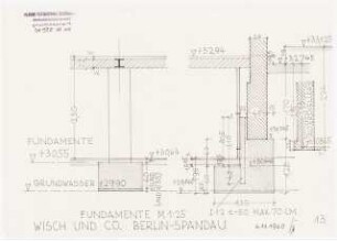Maschinenfabrik Wisch und Co., Berlin-Spandau Erweiterungsbau: Fundamente 1:25