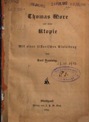 Thomas More und seine Utopie : mit einer historischen Einleitung