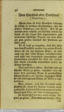 Vom Durchfall oder Durchlauf (Diarrhoea)