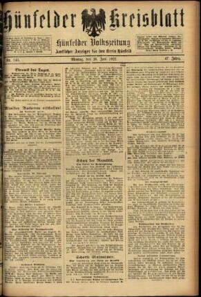 Ausgabe vom Montag, den 26. Juni 1922.