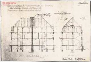 Luisenhaus, Berlin-Lankwitz Zum Projekt gehörend: Franz Böhmer (?), . Umbau: Längsschnitt, Querschnitt 1:100