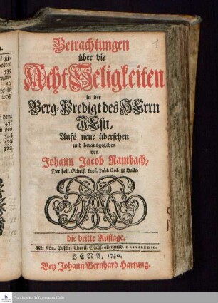 Betrachtungen über die Acht Seligkeiten in der Berg-Predigt des Herrn Jesu