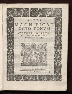 Giovanni Pierluigi da Palestrina: Magnificat octo tonum. Altus