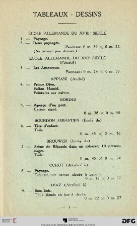 Tabelaux - Dessins (Nr. 1-69)