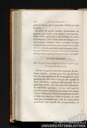 SECTION PREMIÈRE. Des diverses presses employées dans les fabriques de sucre de betteraves.