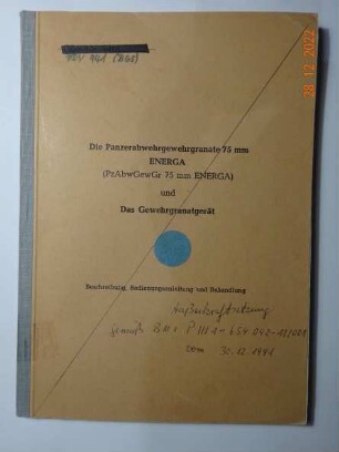 PDV 941 BGS Panzerabwehr-Gewehrgranate ENERGA 75mm