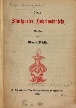 Das Stuttgarter Hutzelmännlein : Märchen