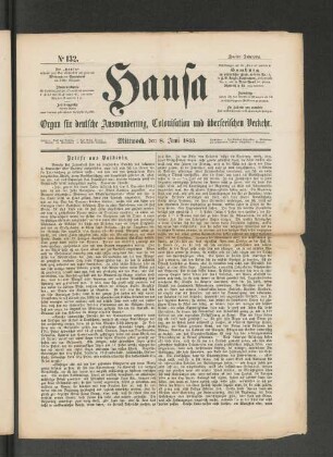 No. 132. Mittwoch, den 8. Juni 1853.