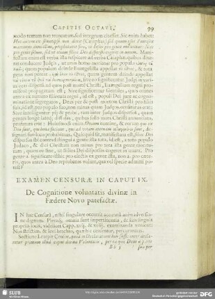 Examen Censurae In Caput IX.