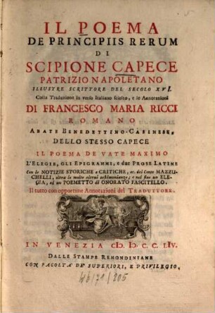 Il poema de principiis rerum