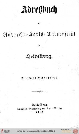 Wintersemester 1853/1854