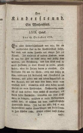 LXIX. Stück den 28. October 1776