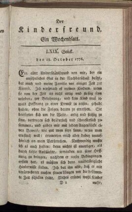 LXIX. Stück den 28. October 1776