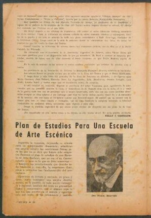 Plan de estudios para una escuela de arte escénico