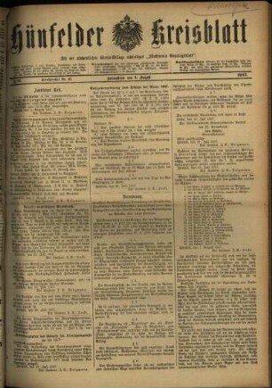 Ausgabe vom Samstag, den 04. August 1917.