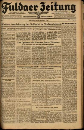 Ausgabe vom Mittwoch, den 14. Februar 1945.