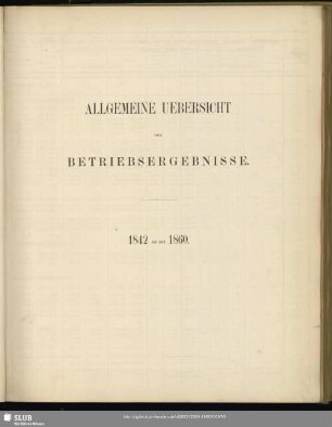 Allgemeine Uebersicht der Betriebsergebnisse : 1842 bis mit 1860