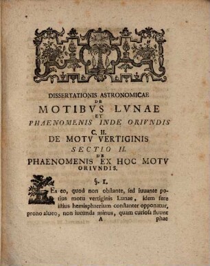 Dissertatio Philosophico-Astronomica De Motv Terrae Et Phaenomenis Inde Orivndis. Dissertatio Astronomica Tertia