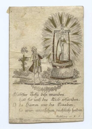 Darstellung des gekreuzigten Jesus als Lebensbrunnen (kleines Andachtsbild)