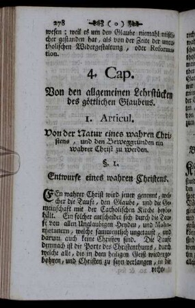 4. Cap. Von den allgemeinen Lehrstücken des göttlichen Glaubens.