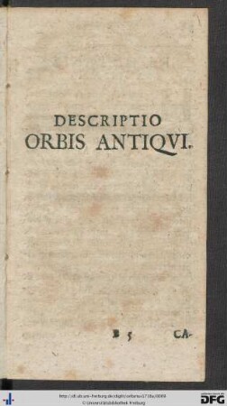 Descriptio Orbis Antiqui.