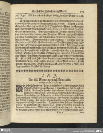Am IIX Sonntage nach Trinitatis