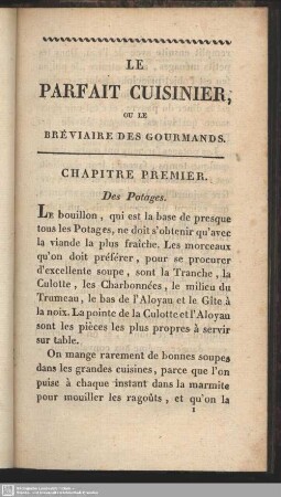 Le Parfait Cuisinier, ou le Bréviaire des Gourmands