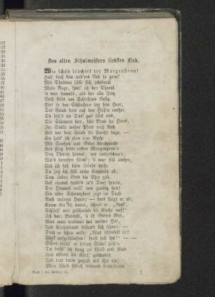 Des alten Schulmeisters liebstes Lied.