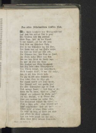 Des alten Schulmeisters liebstes Lied.