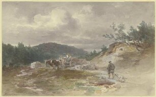 Landschaft mit Ochsengespann