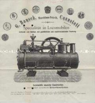Locomobile neuester Construction mit liegendem ausziehbarem Kreuzröhren-System.