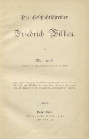 Der Geschichtsschreiber Friedrich Wilken
