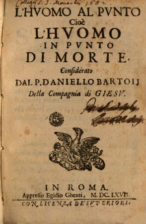 L' huomo al punto cioè l'huomo in punto di morte