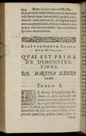 Disputationum Logicarum Octava. Quae Est Prima De Demonstratione.