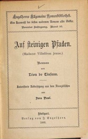 Auf steinigen Pfaden : Roman