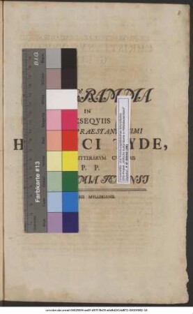 Programma In Exseqviis Ivvenis Praestantissimi Heinrici Tyde, Sacrarvm Litterarvm Cvltoris P. P. In Academia Ienensi