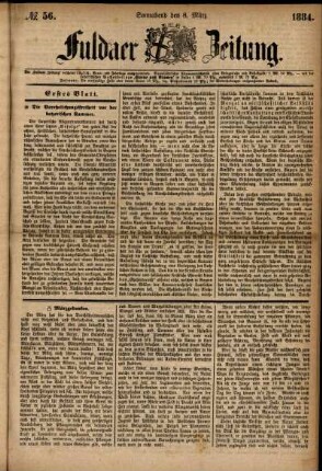 Ausgabe vom Samstag, den 08. März 1884.