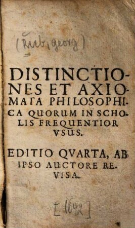 Distinctiones et axiomata philosophica