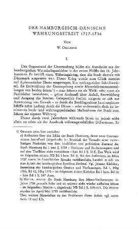 Der hamburgisch-dänische Währungsstreit 1717 - 1736