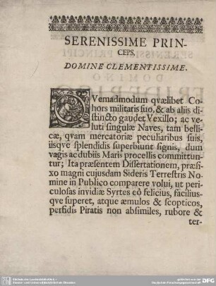 SERENISSIME PRINCEPS, DOMINE CLEMENTISSIME.