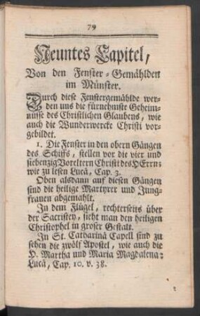 Neuntes Capitel, Von den Fenster-Gemählden im Münster