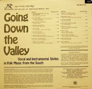 Going Down the Valley. Vocal and Instrumental Styles in Folk Music from the South