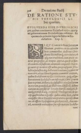 De Ratione Studii Theologici Liber quartus.