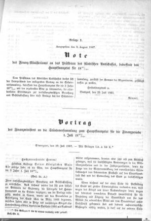 Hauptfinanzetat für 1867-1870