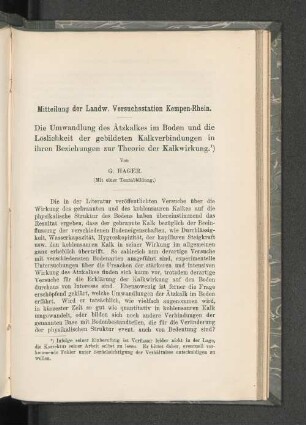 Mitteilungen der Landw. Versuchsstation Kempen-Rhein.
